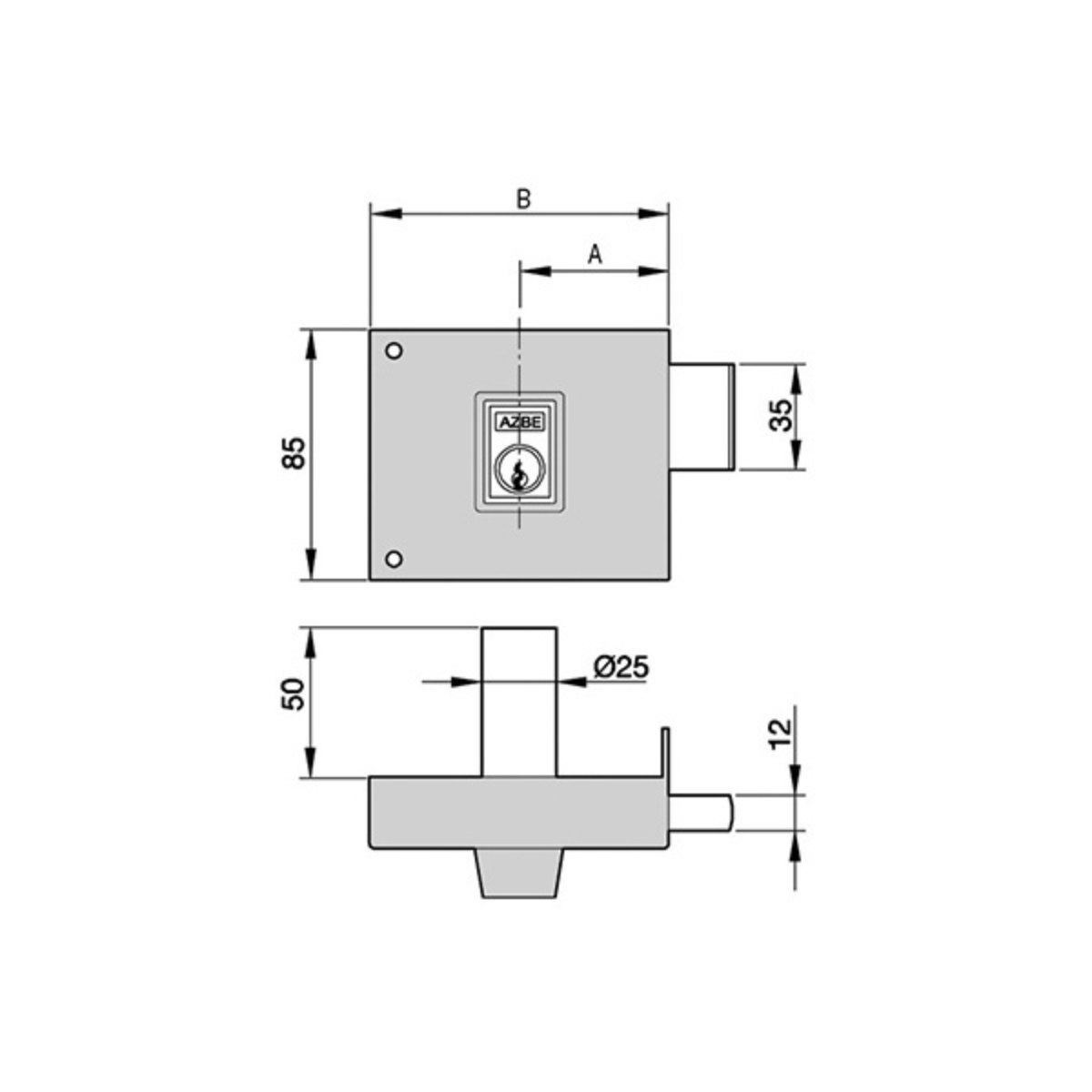 Cerradura de sobreponer 124 de perfil