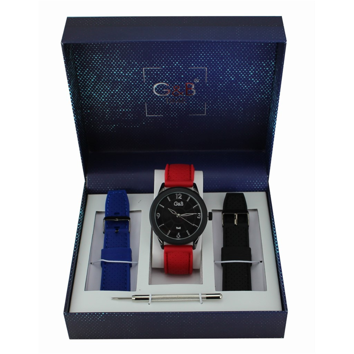 Set GB hombre reloj silicona + 2 correas extra