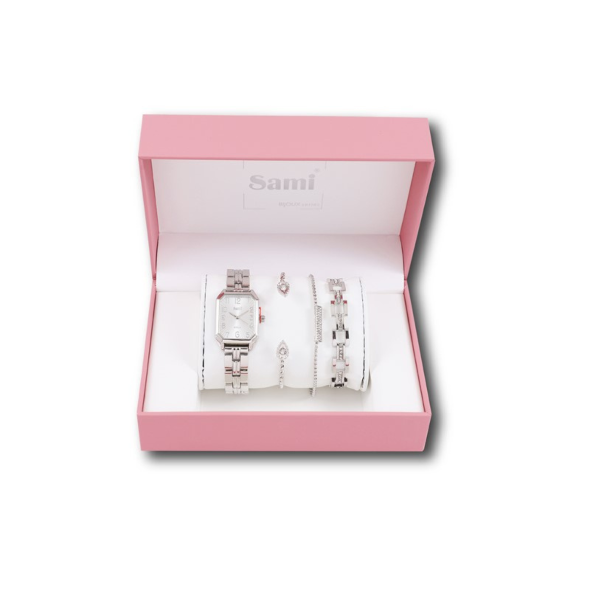 Set Sami mujer reloj rectangular + 3 pulseras