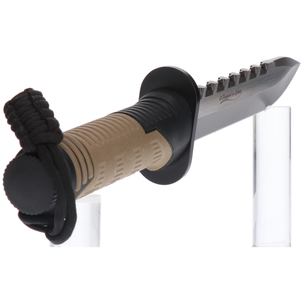Cuchillo Táctico Survival Goma Negra/Coyote – Hoja 20 cm – Profesional