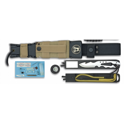 Cuchillo Táctico Survival Goma Negra/Coyote – Hoja 20 cm – Profesional