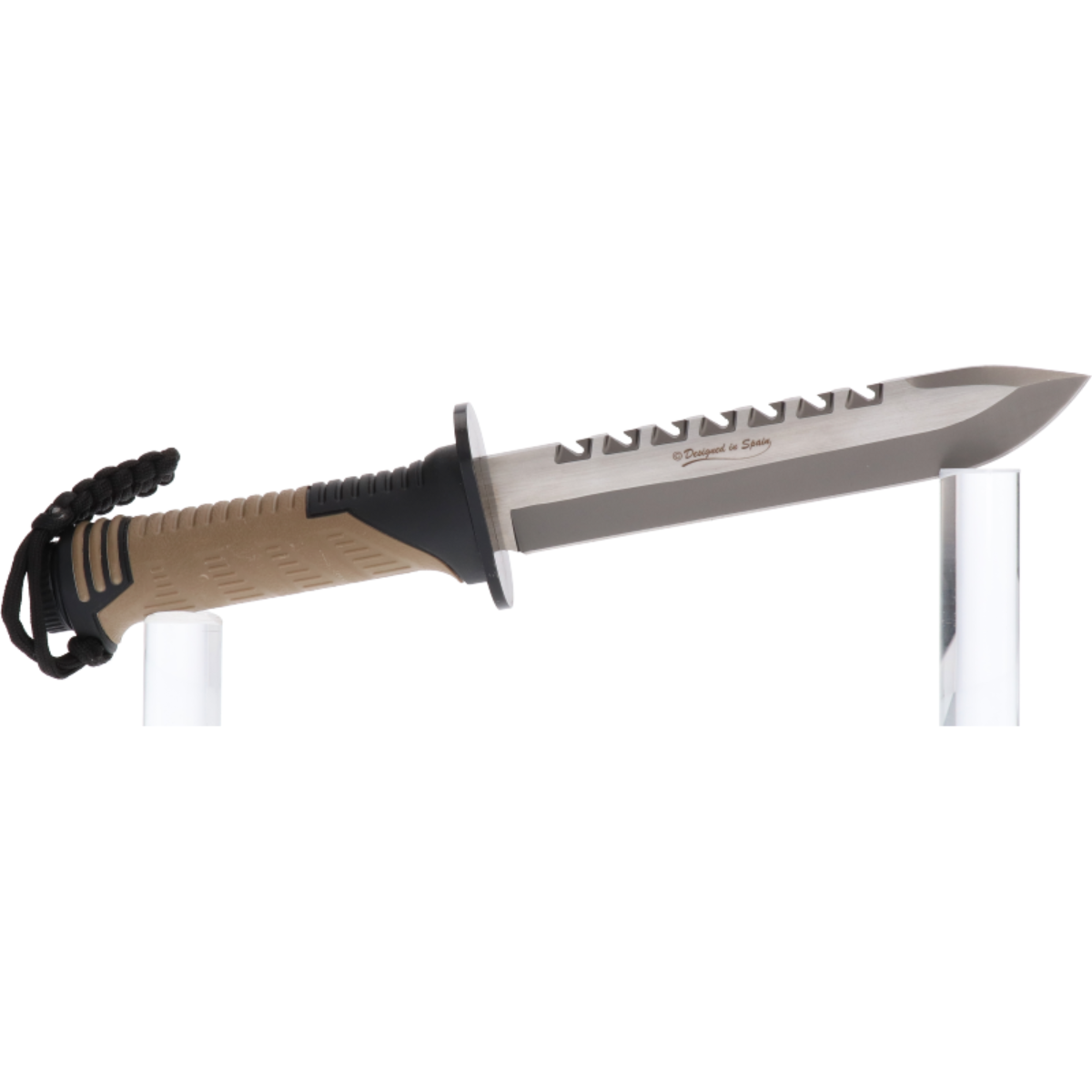 Cuchillo Táctico Survival Goma Negra/Coyote – Hoja 20 cm – Profesional