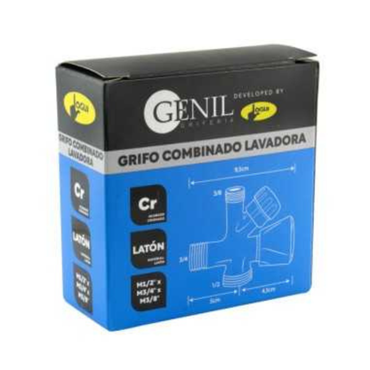 Grifo combinado para lavadora y lavavajillas – 1/2” x 3/4” x 3/8”