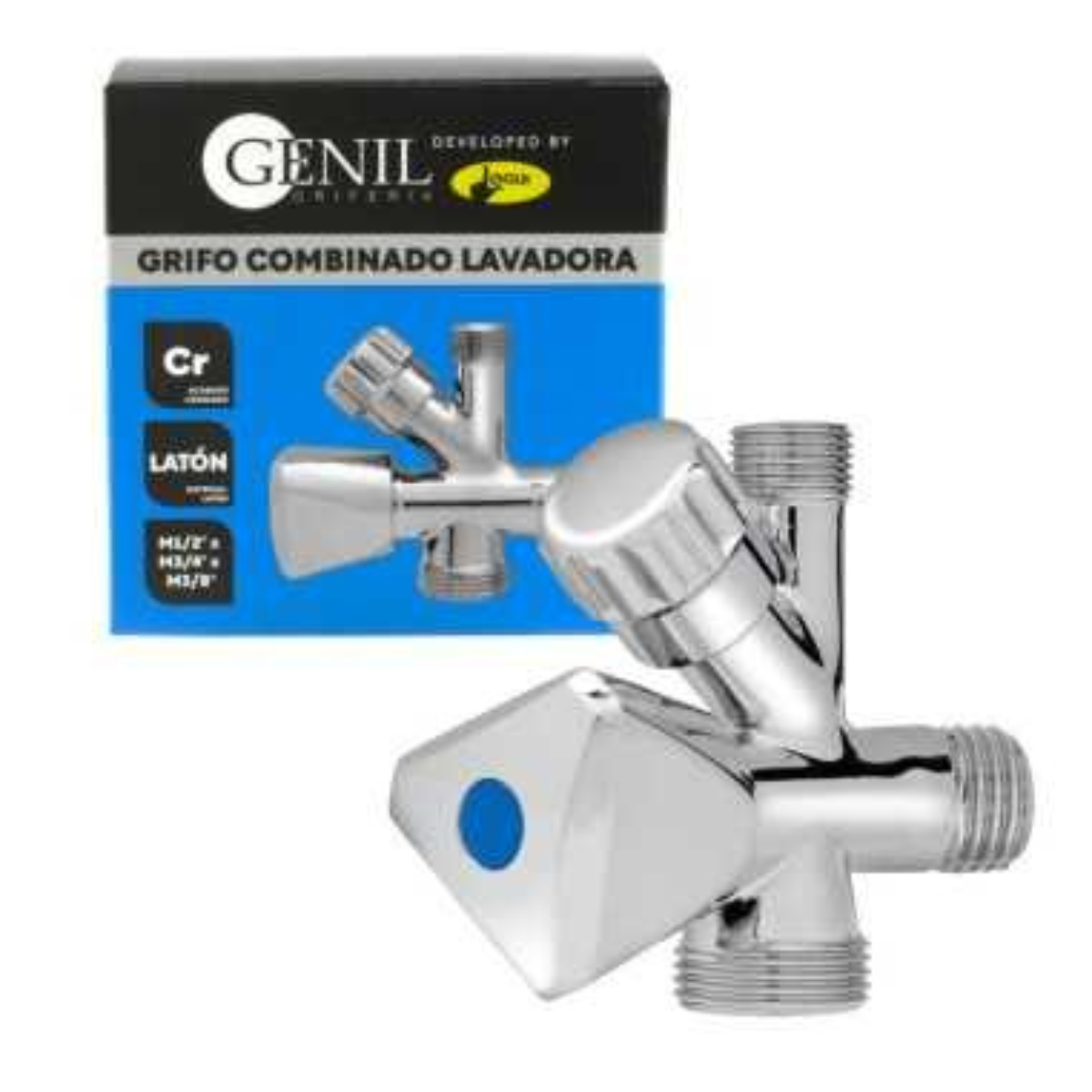 Grifo combinado para lavadora y lavavajillas – 1/2” x 3/4” x 3/8”