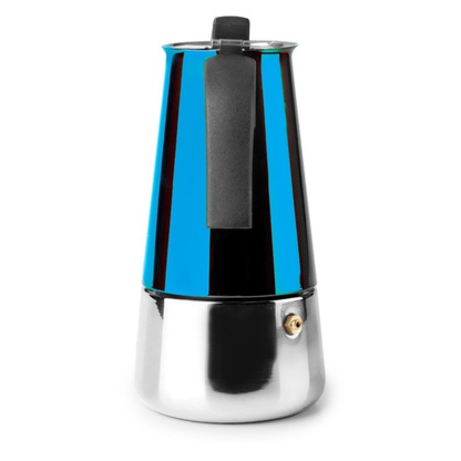 Cafetera italiana inox para inducción azul