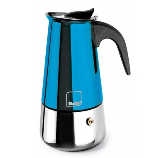 Cafetera italiana inox para inducción azul