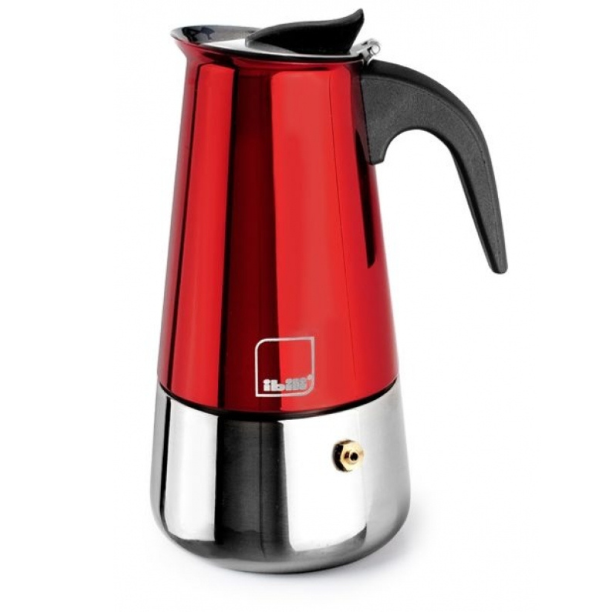 Cafetera italiana inox para inducción roja