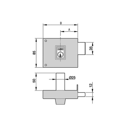 Cerradura de sobreponer 124 de perfil