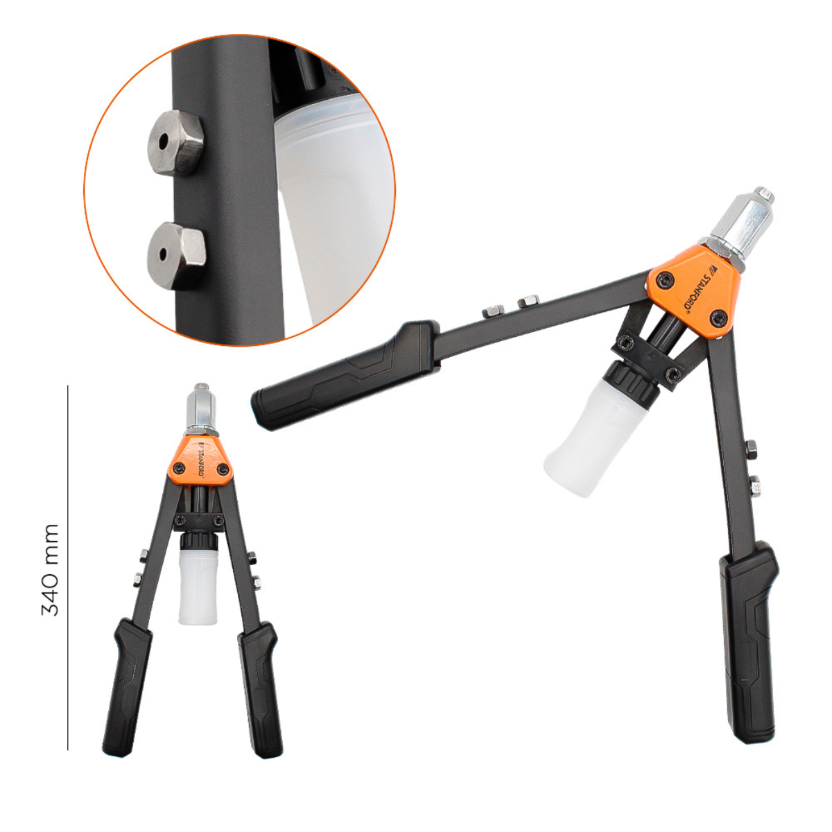 Remachadora 2 manos 34 cm – 5 bocas