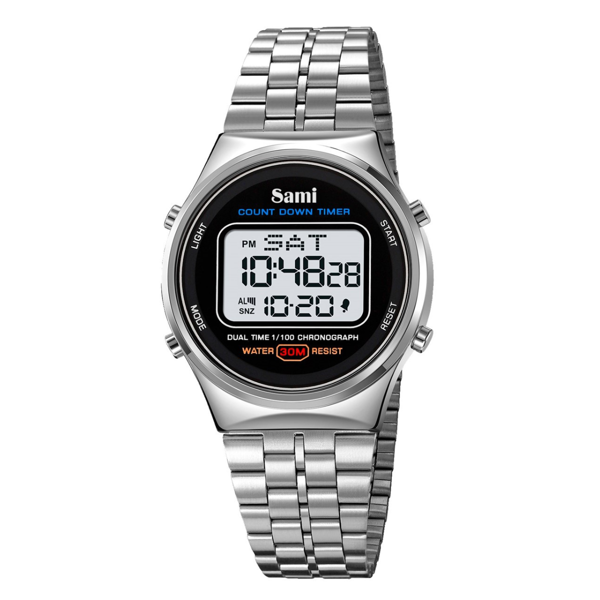 Reloj Sami Vintage redondo LCD WR30M acero