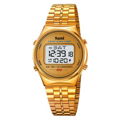 Reloj Sami Vintage redondo LCD WR30M acero