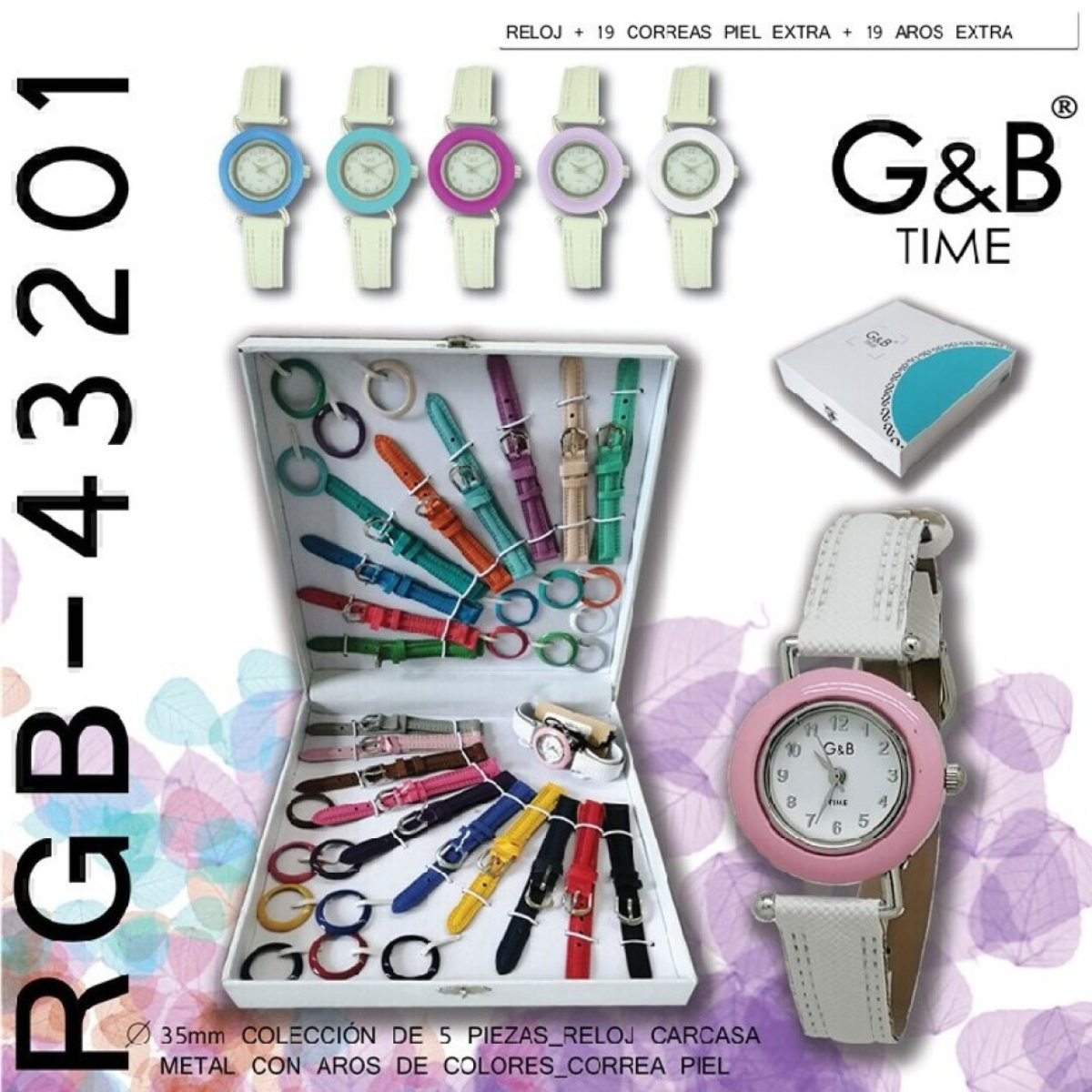 Set GB mujer reloj multicorrea + aros intercambiables