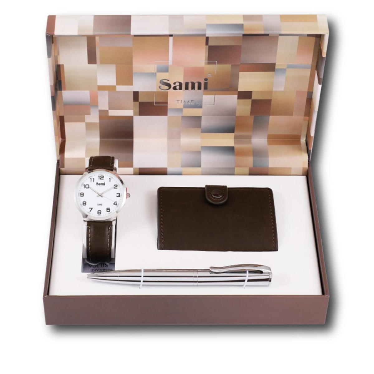 Set Sami hombre reloj + billetero + bolígrafo + llavero
