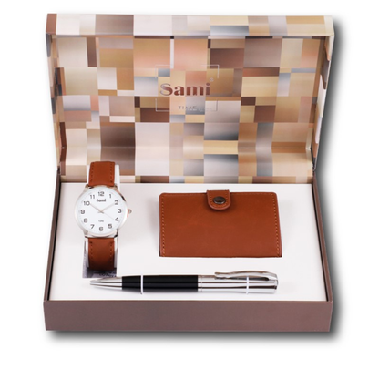 Set Sami hombre reloj + billetero + bolígrafo + llavero