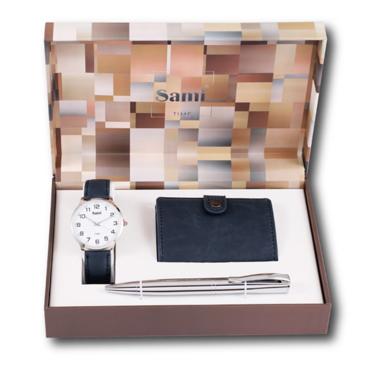 Set Sami hombre reloj + billetero + bolígrafo + llavero