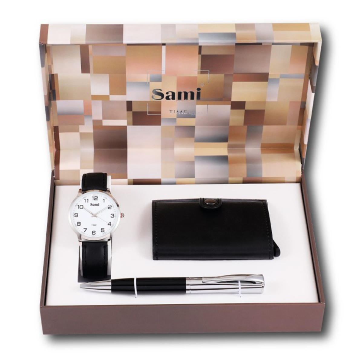 Set Sami hombre reloj + billetero + bolígrafo + llavero