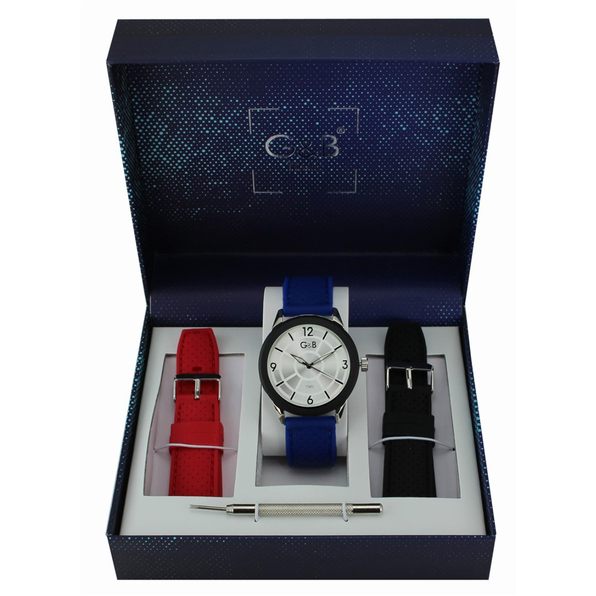 Set GB hombre reloj silicona + 2 correas extra