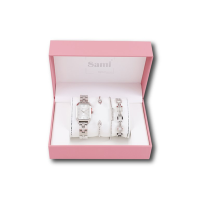 Set Sami mujer reloj rectangular + 3 pulseras