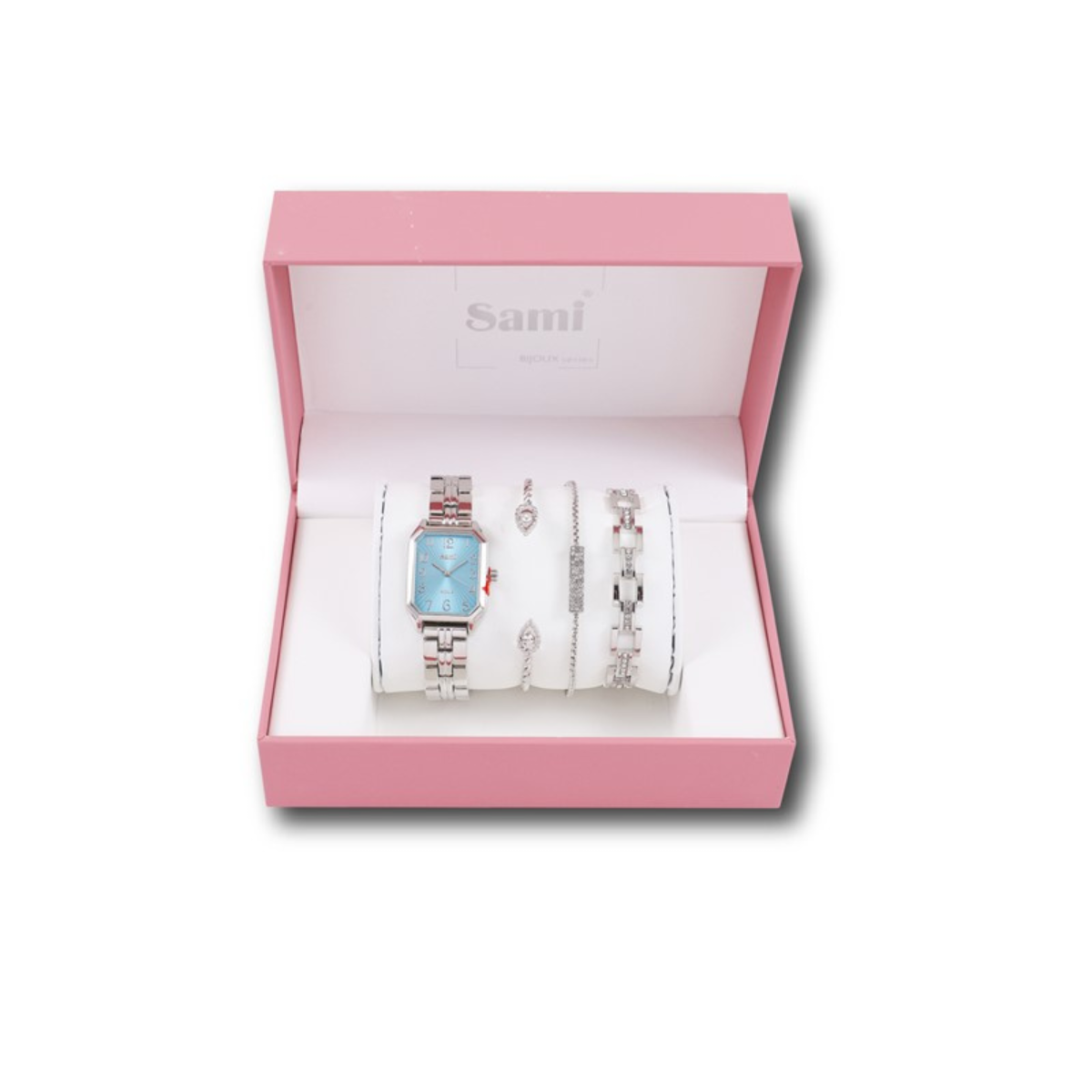 Set Sami mujer reloj rectangular + 3 pulseras