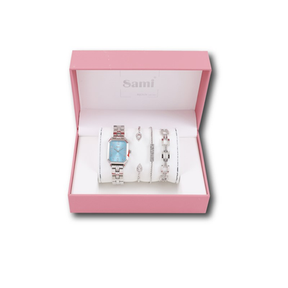Set Sami mujer reloj rectangular + 3 pulseras