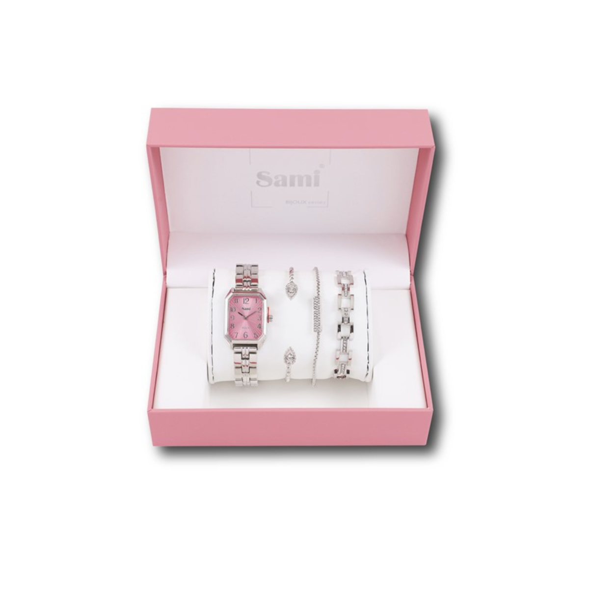 Set Sami mujer reloj rectangular + 3 pulseras