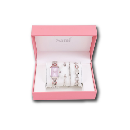 Set Sami mujer reloj rectangular + 3 pulseras