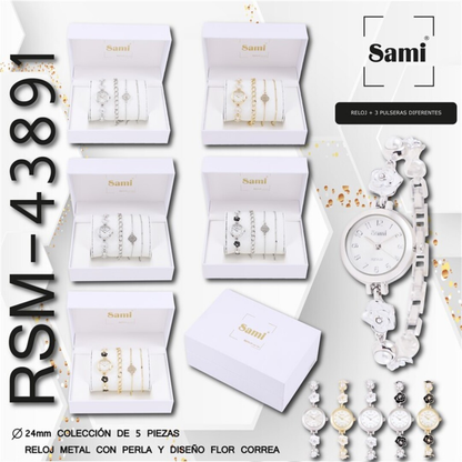 Set Sami mujer reloj flor + 3 pulseras