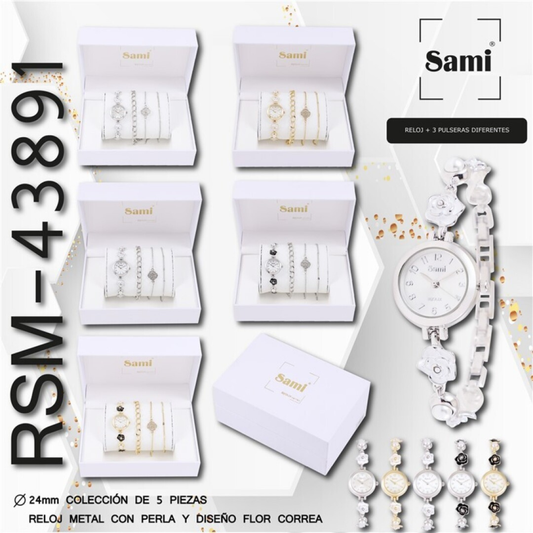 Set Sami mujer reloj flor + 3 pulseras