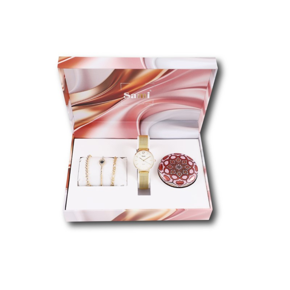 Set Sami mujer reloj extraplafino malla + 3 pulseras