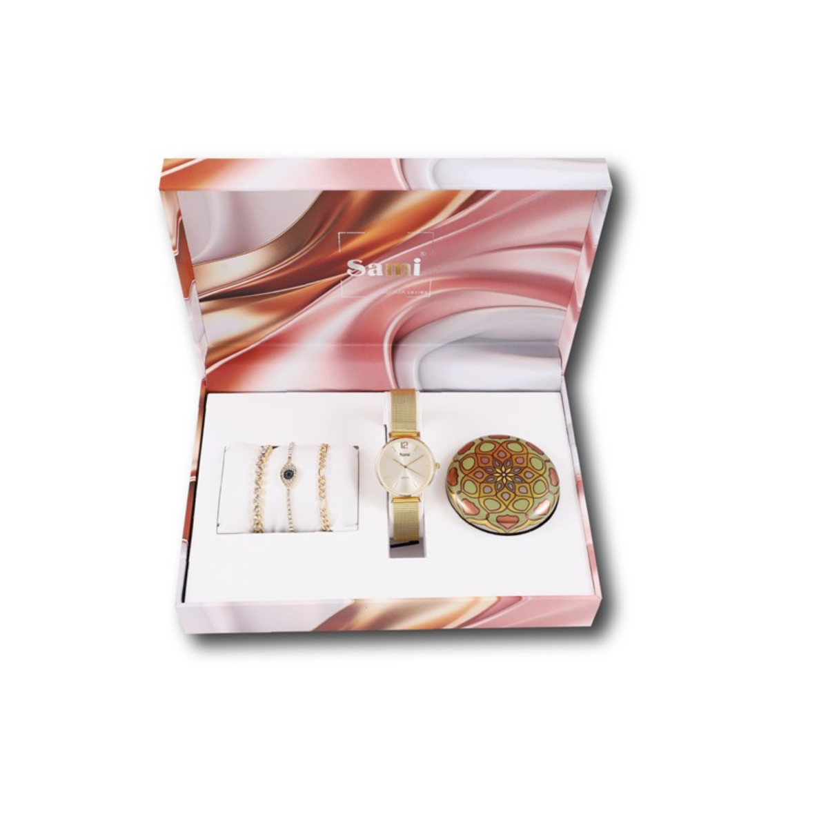 Set Sami mujer reloj extraplafino malla + 3 pulseras