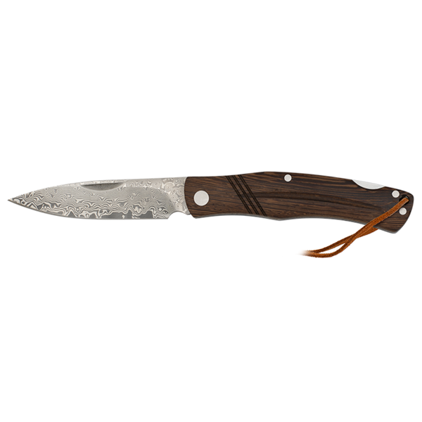 Navaja damasco wengué – hoja 8 cm – colección premium